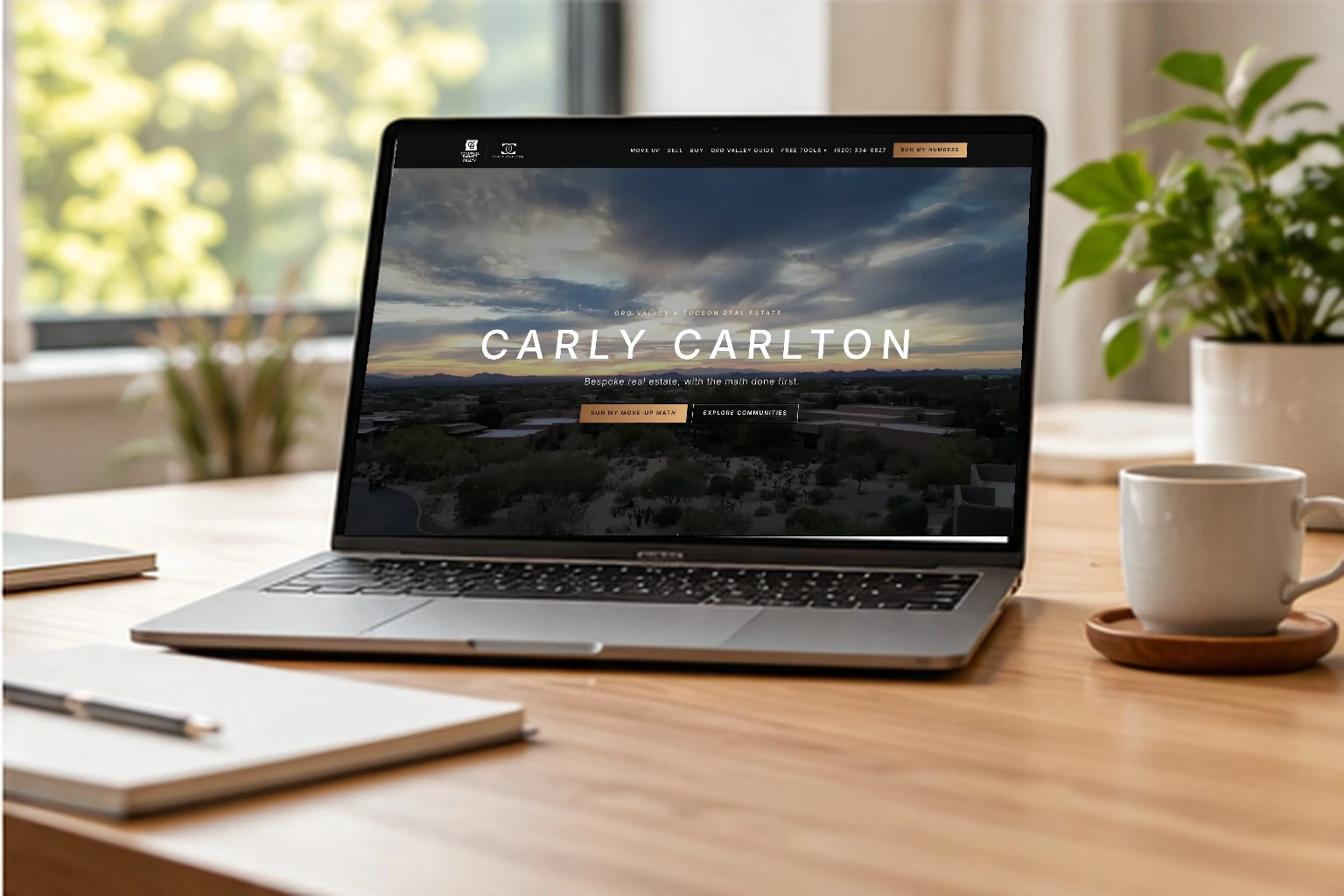 Carly Carlton's live website on a laptop