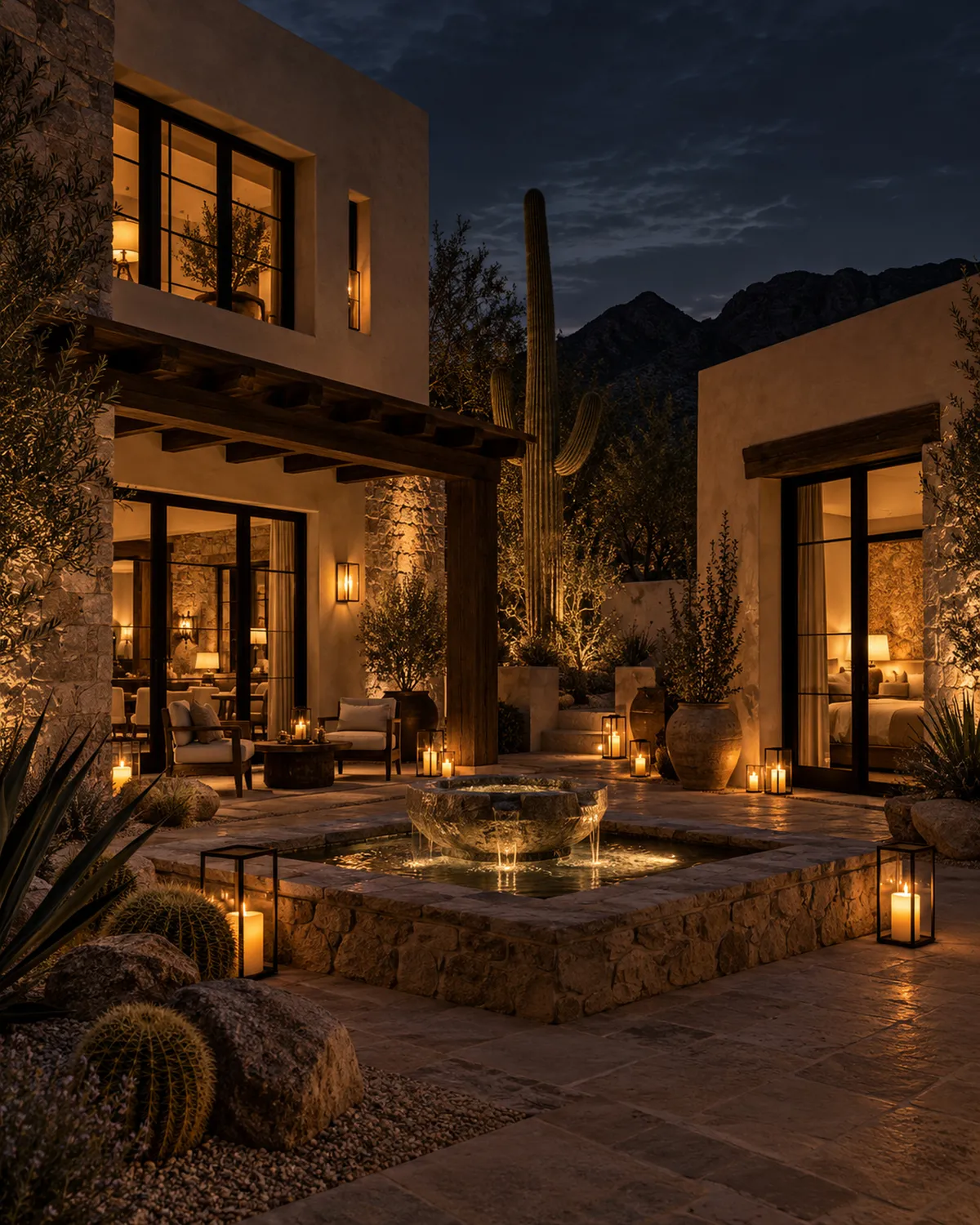 Courtyard with fountain and guest casita